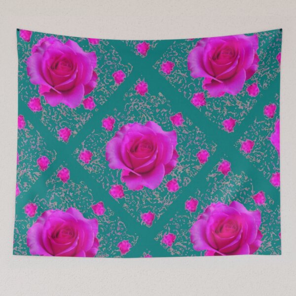 Item preview, CERISE PINK ROSE ABSTRACT PATTERNS TEAL ART designed and sold by sharlesart.
