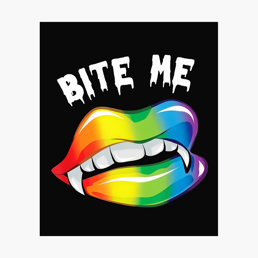 Bite Me Halloween Vampire Gay Lips LGBT Pride