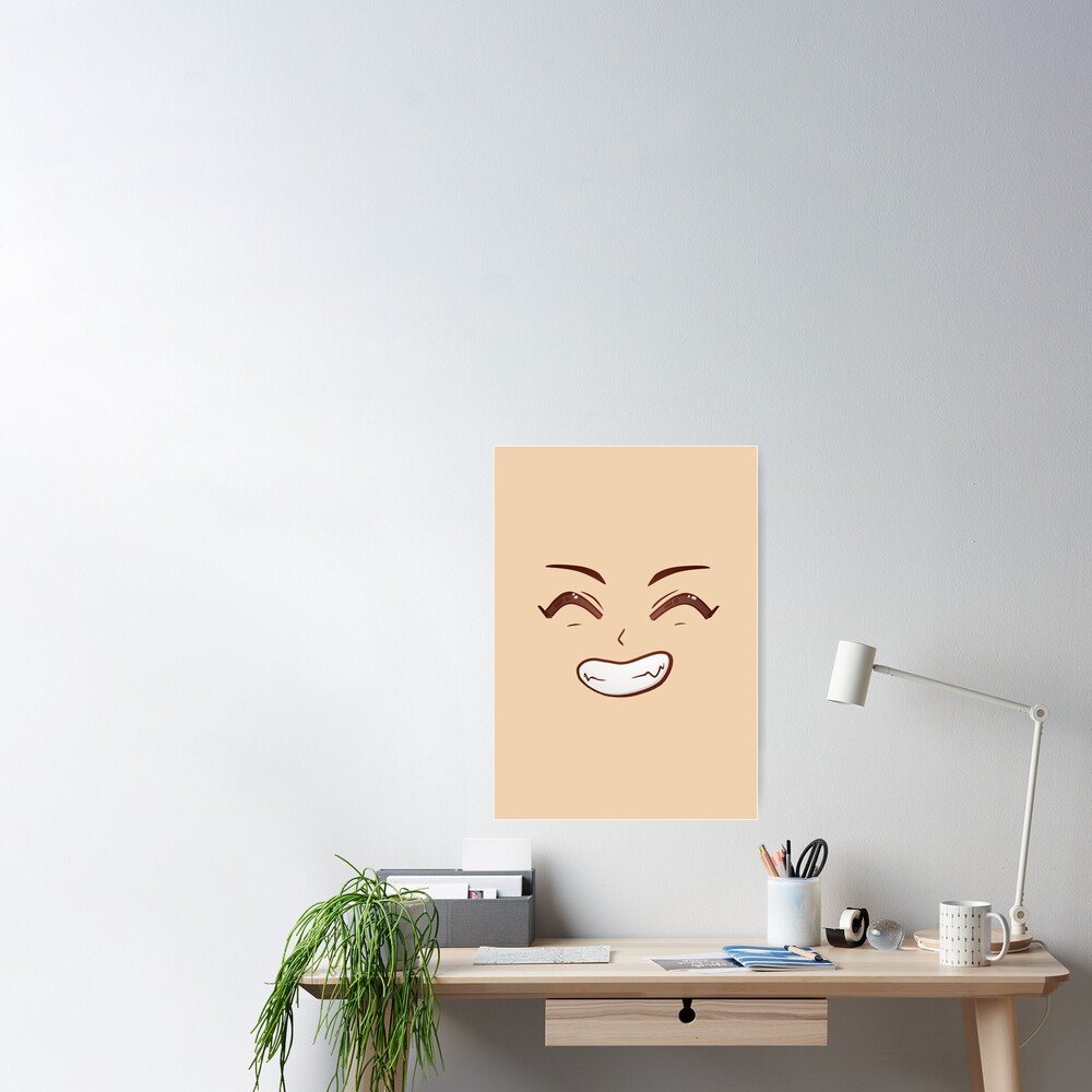 Happy eyes, grinning sharp teeth. Kawaii anime smirking face. Photographic  Print for Sale by yashik