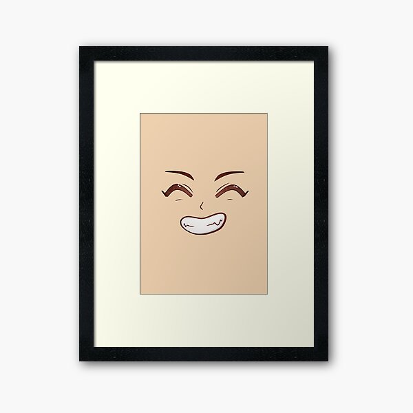 Happy eyes, grinning sharp teeth. Kawaii anime smirking face. Photographic  Print for Sale by yashik