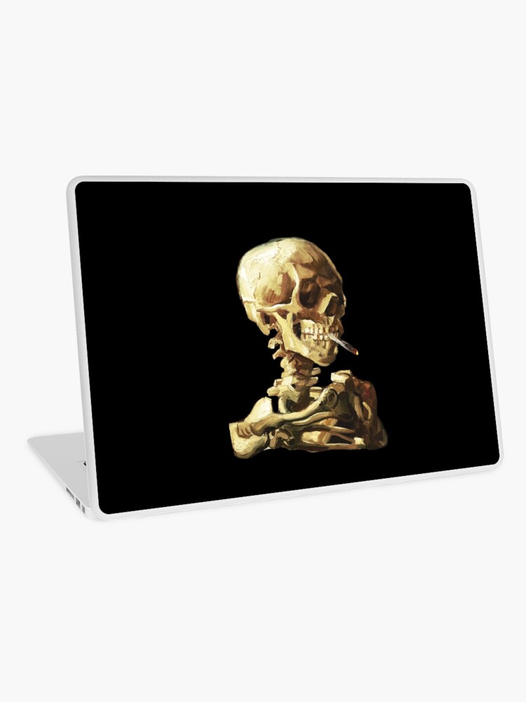 Thumbnail 1 of 2, Laptop Skin, Vincent Van Gogh - Skull of a Skeleton with Burning Cigarette designed and sold by ind3finite.