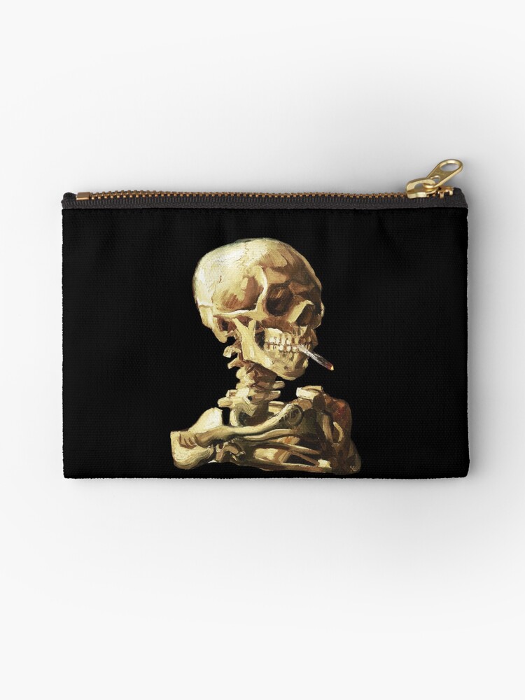Thumbnail 1 of 4, Zipper Pouch, Vincent Van Gogh - Skull of a Skeleton with Burning Cigarette designed and sold by ind3finite.