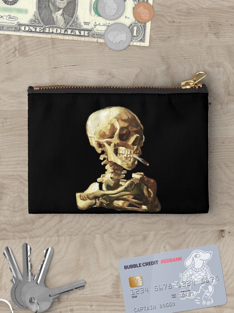 Thumbnail 3 of 4, Zipper Pouch, Vincent Van Gogh - Skull of a Skeleton with Burning Cigarette designed and sold by ind3finite.