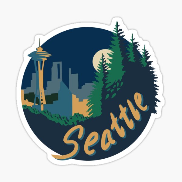 Seattle Overlook - Night Sticker