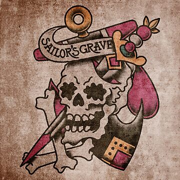 Artwork thumbnail, American Traditional Sailor's Grave Skull by Salty-Dog2
