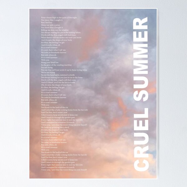 Vista previa del artículo con la obra «Póster Verano cruel», diseñado y vendido por Maddie Guyton.