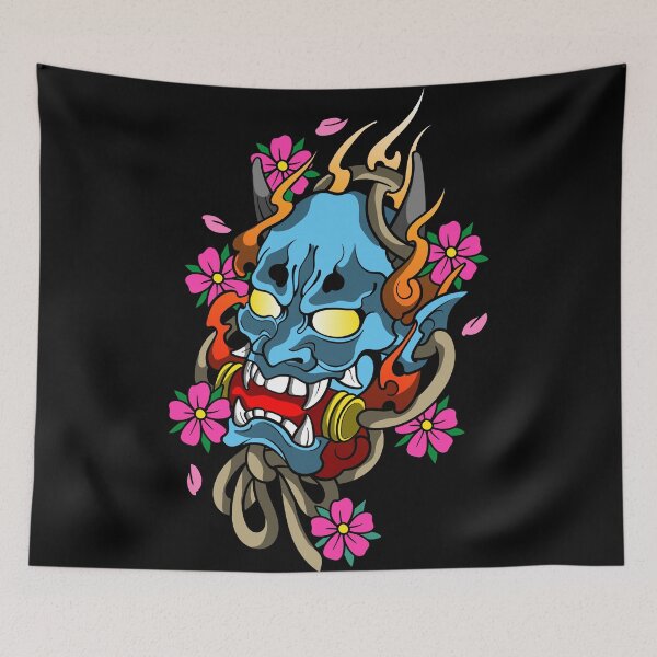Item preview, hannya blue cherry designed and sold by cat poe.