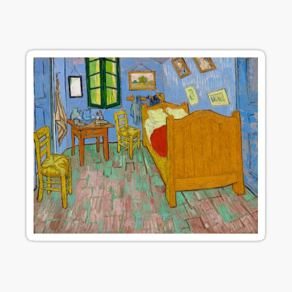 Vista previa del artículo con la obra «Dormitorio en Arles de Vincent Van Gogh», diseñado y vendido por Funny-Teez.