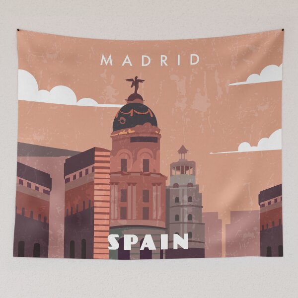 Item preview, Madrid, Spain - Retro travel minimalistic poster designed and sold by GreekTavern1979.