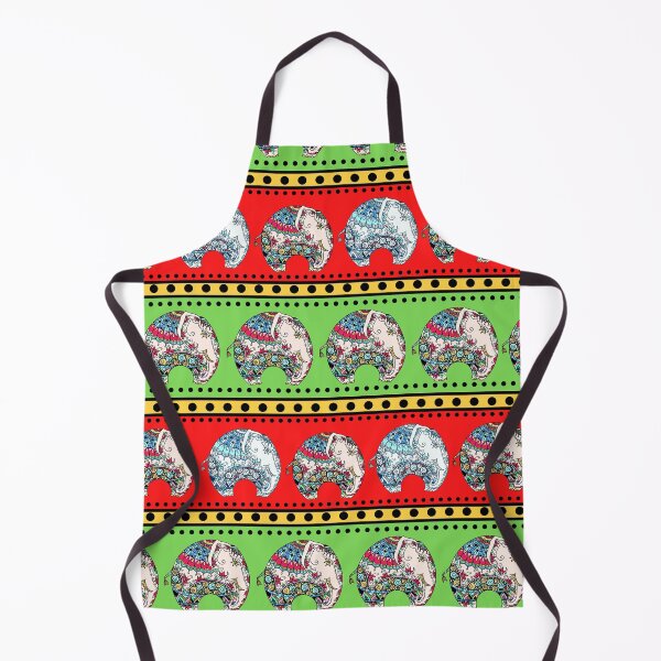 Item preview, Red and Green Color Stripes with Elephants designed and sold by Pearl-Island.