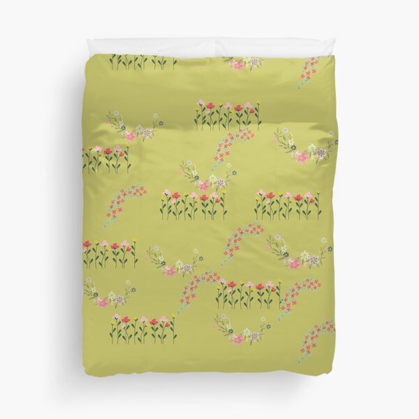 Flowers in cream yellow Duvet Cover