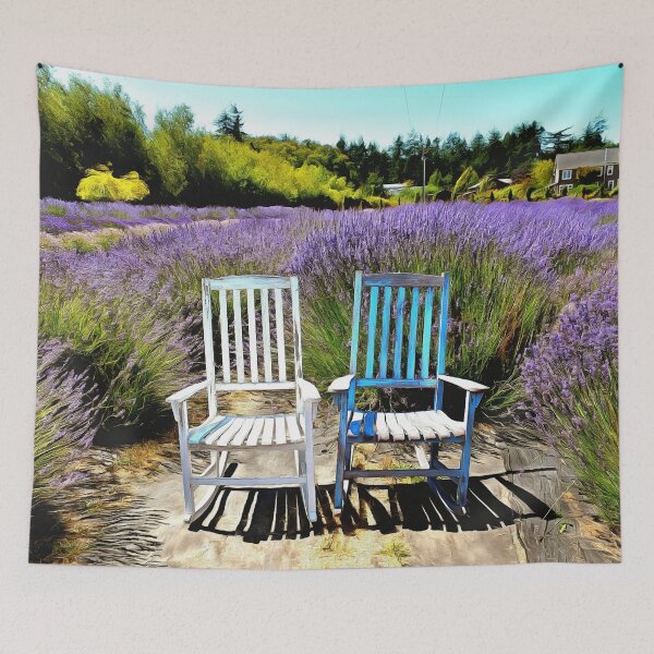 Item preview, Rocking Chairs in a Sequim Lavender Field designed and sold by SeaChangeDesign.