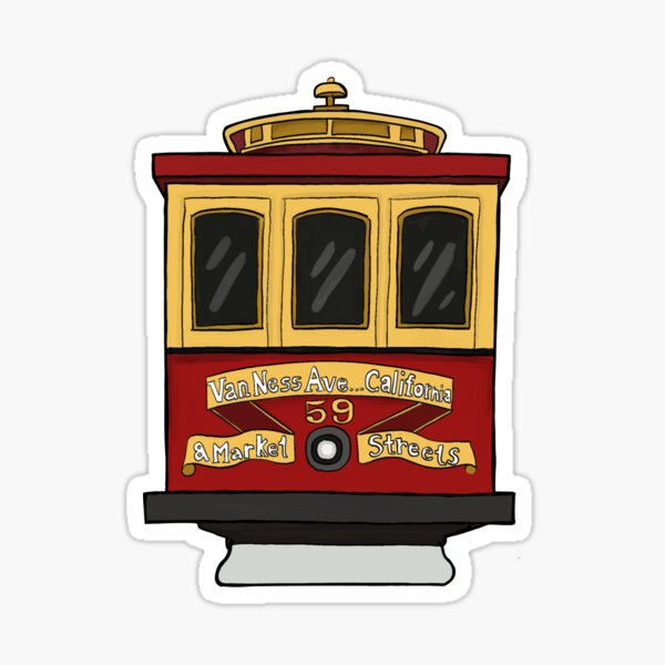 Item preview, San Francisco cable car sticker - travel sticker - california art designed and sold by Urbancrew2.