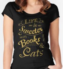 life is sweeter with books & cats #2 Women's Fitted Scoop T-Shirt