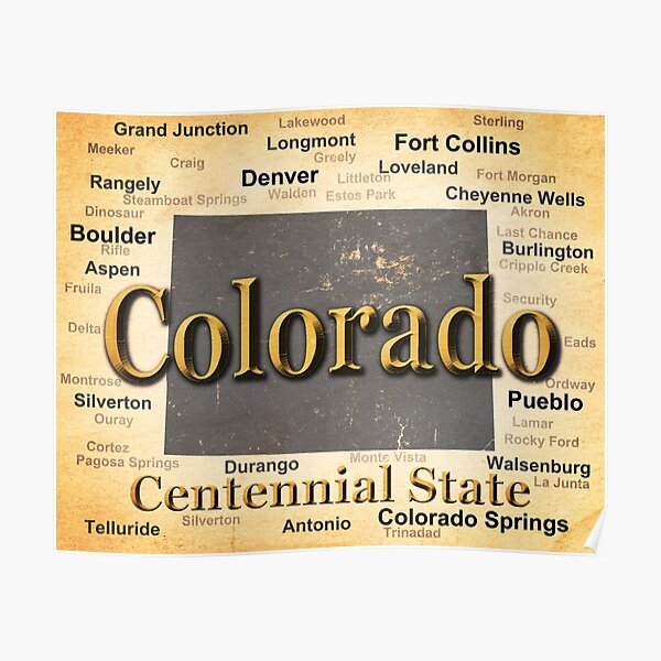 "Aged Colorado State Pride Map Silhouette " Poster for Sale by ...