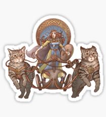 Freya Driving Her Cat Chariot Sticker