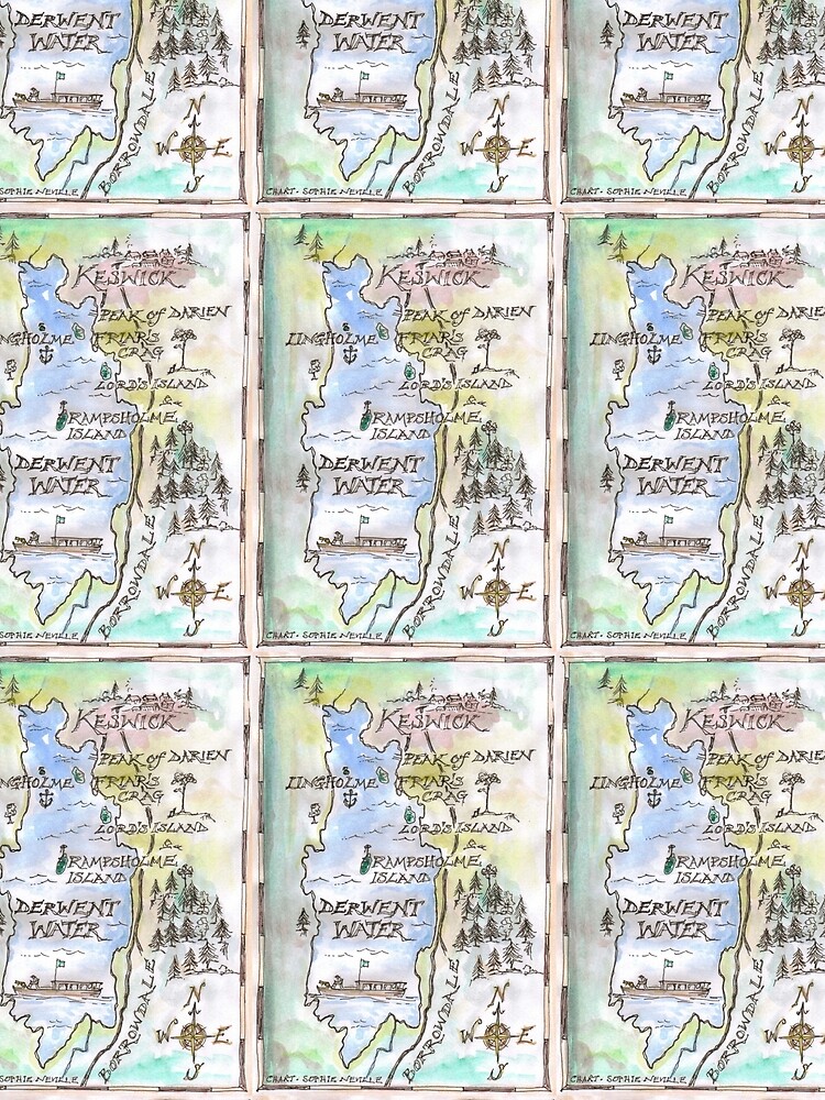 Swallows and Amazons map of Derwentwater by Sophie Neville - by SophieNeville