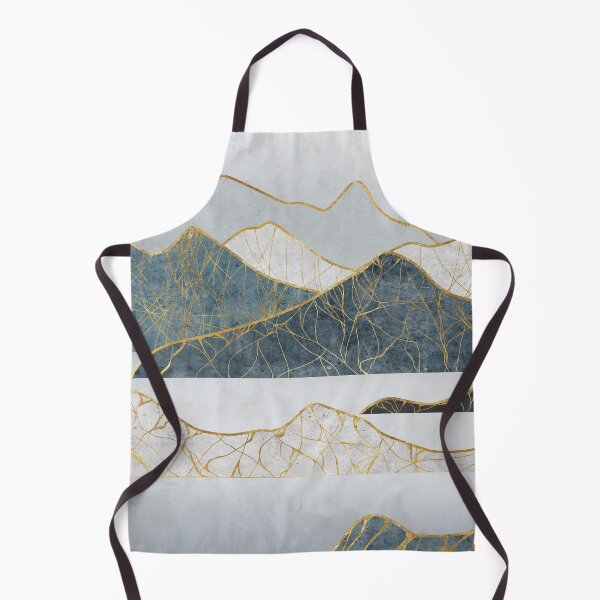 Item preview, Silhouettes of mountains with river and moon. Abstraction of textured plaster with gold elements. designed and sold by darkmoonlight-.