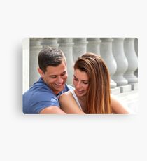 Young Couple Bridge Canvas Print