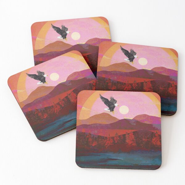 Item preview, Eagle and Red Autumn Tree Mountain Fantasy designed and sold by SeaChangeDesign.