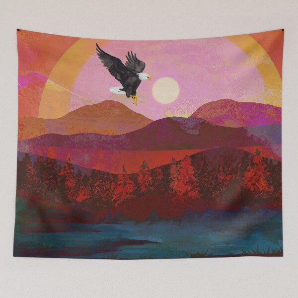Item preview, Eagle and Red Autumn Tree Mountain Fantasy designed and sold by SeaChangeDesign.