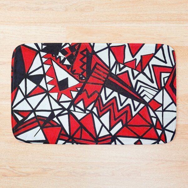 Item preview, Original paint Richard Kazar red Black geometric designed and sold by Richard Kazar.