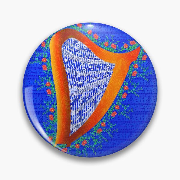 Item preview, Engraved wooden harp with flowers and blue music background designed and sold by Only1helen.
