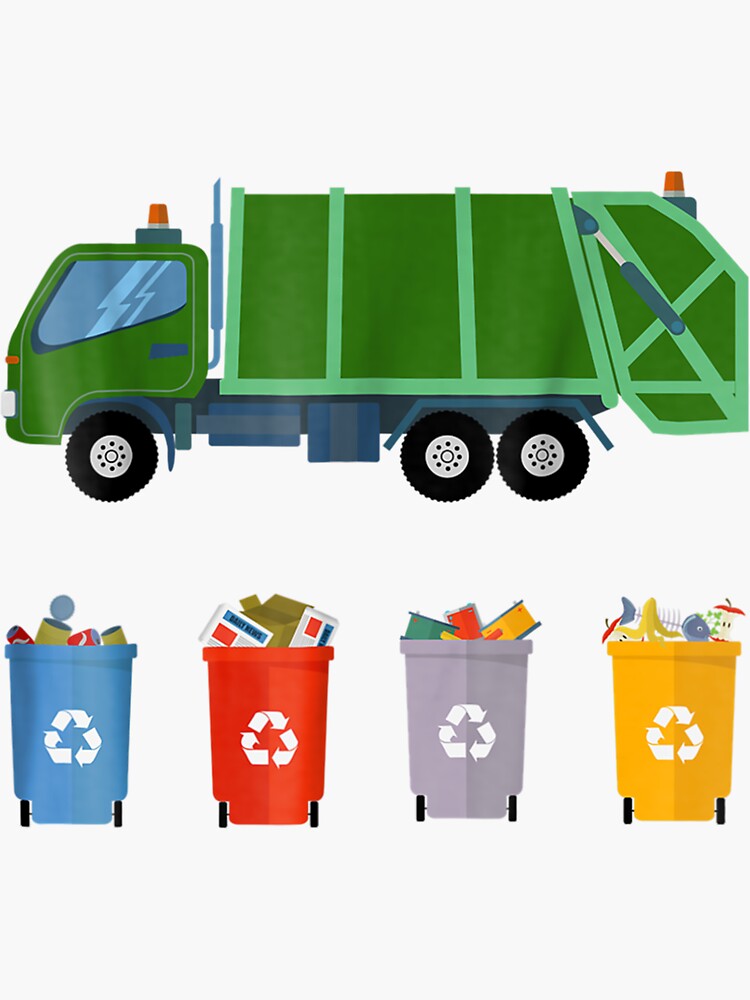 "Recycling Trash Truck Kids Garbage Truck" Sticker for Sale by