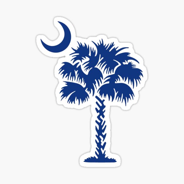 South Carolina Palmetto Moon (Simple Style) 3 Decal Sticker 2 Pack White