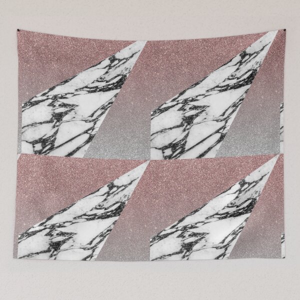 Item preview, Silver Rose Gold Glitter and Marble Geometric Pattern designed and sold by Blkstrawberry.