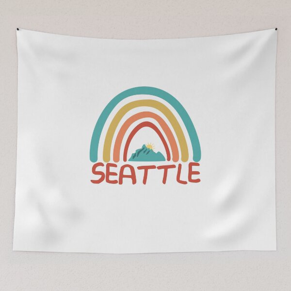 Item preview, Seattle Retro Vintage Rainbow - Seattle Washington Mountain Souvenir - Gift - Hometown - Hiking - Nature designed and sold by HappyTees Lab.
