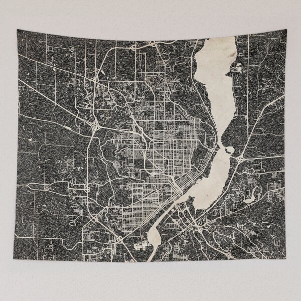 Item preview, Peoria map Illinois Ink lines designed and sold by InkMaps.