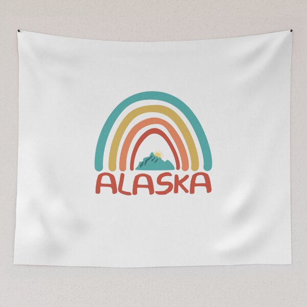 Item preview, Alaska Retro Vintage Rainbow - Alaska Mountain Souvenir - Gift - Hometown - Hiking - Nature designed and sold by HappyTees Lab.