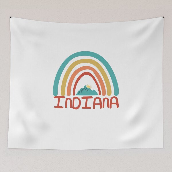Item preview, Indiana Retro Vintage Rainbow - Indiana Mountain Souvenir - Gift - Hometown - Hiking - Nature designed and sold by HappyTees Lab.