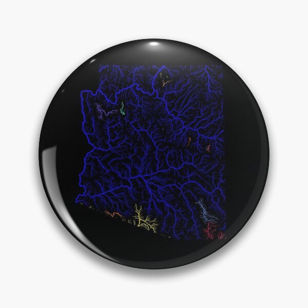 Item preview, Arizona River Basin Map in Rainbow Colours with Black Background designed and sold by GrasshopperGeo.