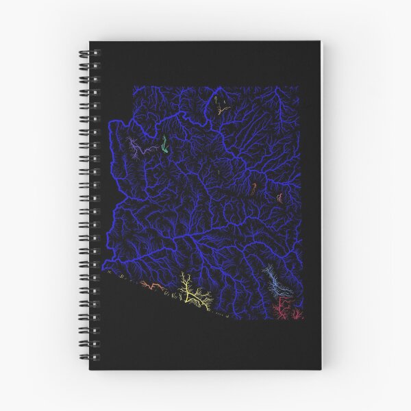 Item preview, Arizona River Basin Map in Rainbow Colours with Black Background designed and sold by GrasshopperGeo.