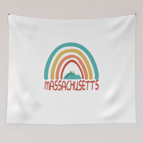 Item preview, Massachusetts Retro Vintage Rainbow- Massachusetts Mountain Souvenir - Gift - Hometown - Hiking - Nature designed and sold by HappyTees Lab.