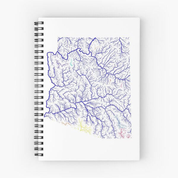Item preview, Arizona River Basin Map in Rainbow Colours with White Background designed and sold by GrasshopperGeo.