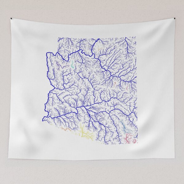 Item preview, Arizona River Basin Map in Rainbow Colours with White Background designed and sold by GrasshopperGeo.