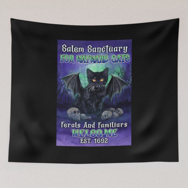 Item preview, Black Cat Salem Sanctuary For Wayward Cats Ferals And Familiars Welcome Est 1692 designed and sold by hippololocc.