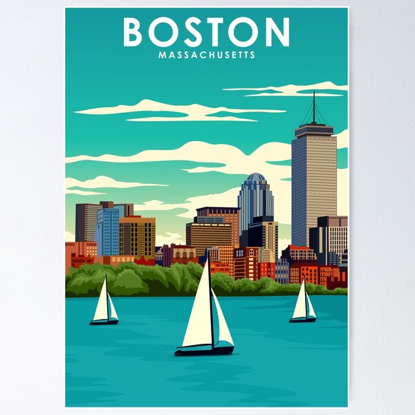 Item preview, Boston Massachusetts Vintage Minimal Travel Poster designed and sold by Stadify.