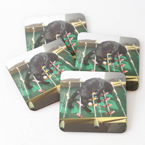 Item preview, Black Kitten plays Table Football designed and sold by CloneDigitalArt.