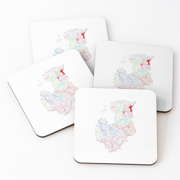 Item preview, Baltic States River Basin Map in Rainbow Colours with White Background designed and sold by GrasshopperGeo.