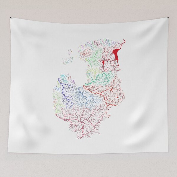 Item preview, Baltic States River Basin Map in Rainbow Colours with White Background designed and sold by GrasshopperGeo.
