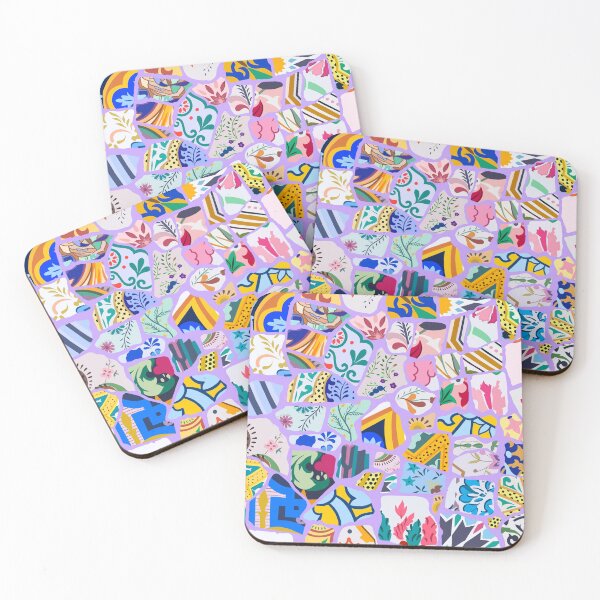 Item preview, Antoni Gaudi Multi Pattern print design - Purple Background - Seamless pattern, Colourful, playful,  designed and sold by SemDesigns1.
