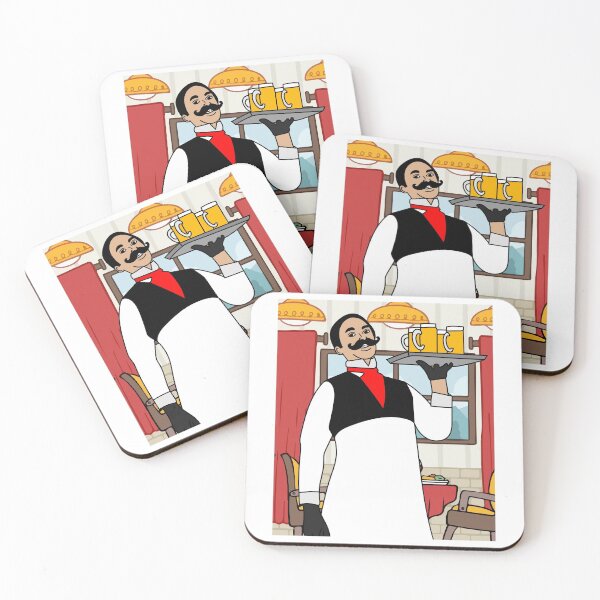 Item preview, Retro Waiter Bartender With Drinks designed and sold by flofin.