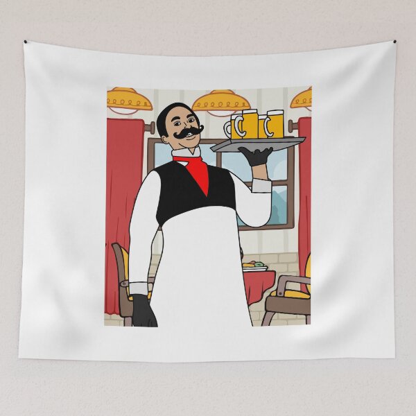 Item preview, Retro Waiter Bartender With Drinks designed and sold by flofin.