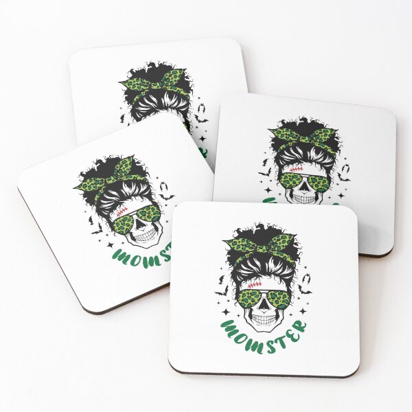 Item preview, Momster skull green leopard glasses, halloween messy bun designed and sold by ShutterKapan.