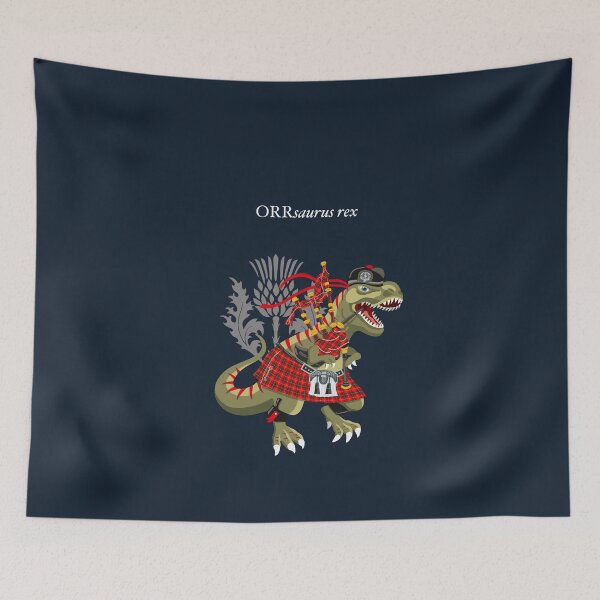 Item preview, Clanosaurus Rex ORRsaurus rex Orr Scotland Ireland Plaid Family Tartan designed and sold by Lisa Rotenberg.