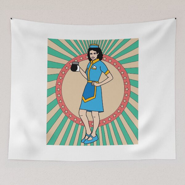 Item preview, Retro Waiter Bartender With Drinks designed and sold by flofin.